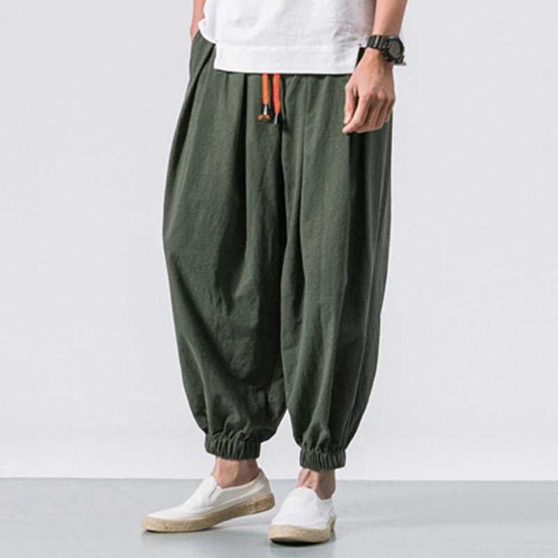Buddha Stones Casual Sports Men's Solid Color Cotton Drawstring Pants With Pockets - image 19
