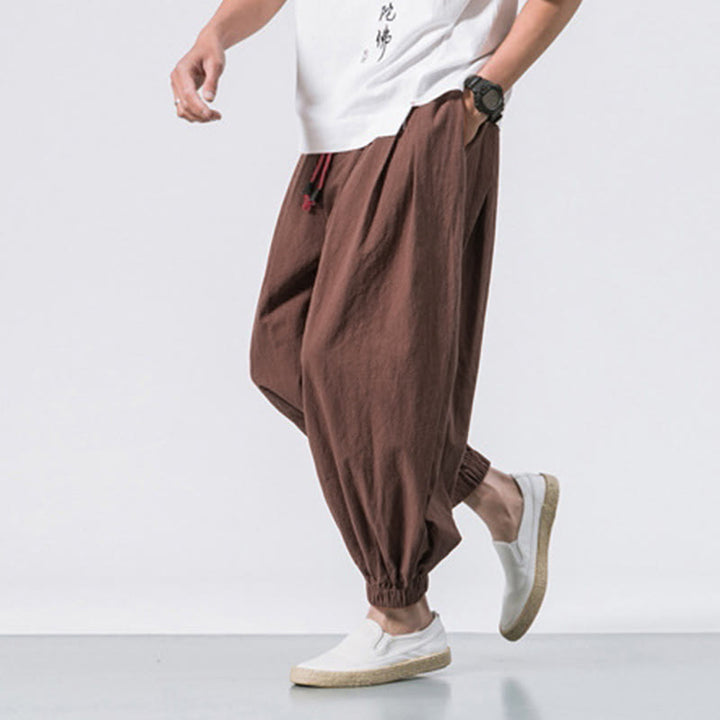 Buddha Stones Casual Sports Men's Solid Color Cotton Drawstring Pants With Pockets - image 35