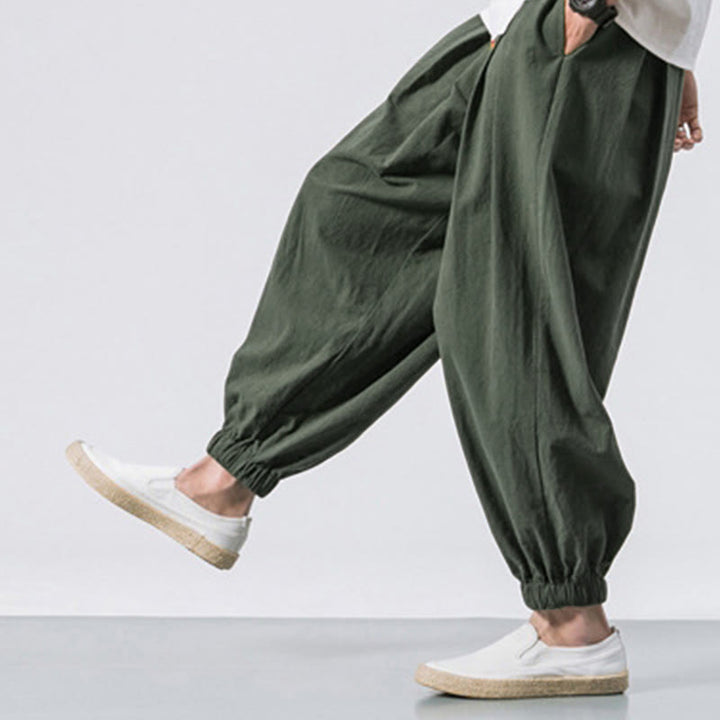 Buddha Stones Casual Sports Men's Solid Color Cotton Drawstring Pants With Pockets - image 20