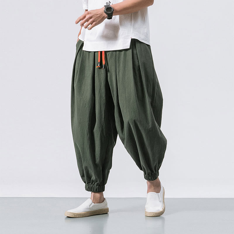Buddha Stones Casual Sports Men's Solid Color Cotton Drawstring Pants With Pockets - Olive - US/UK/AU46，EU56 (5XL) - image 16