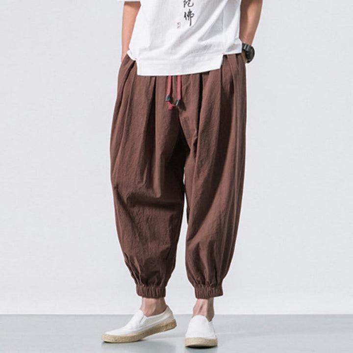 Buddha Stones Casual Sports Men's Solid Color Cotton Drawstring Pants With Pockets - image 29