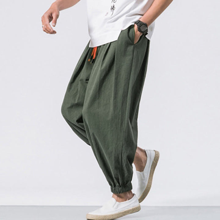 Buddha Stones Casual Sports Men's Solid Color Cotton Drawstring Pants With Pockets - image 21