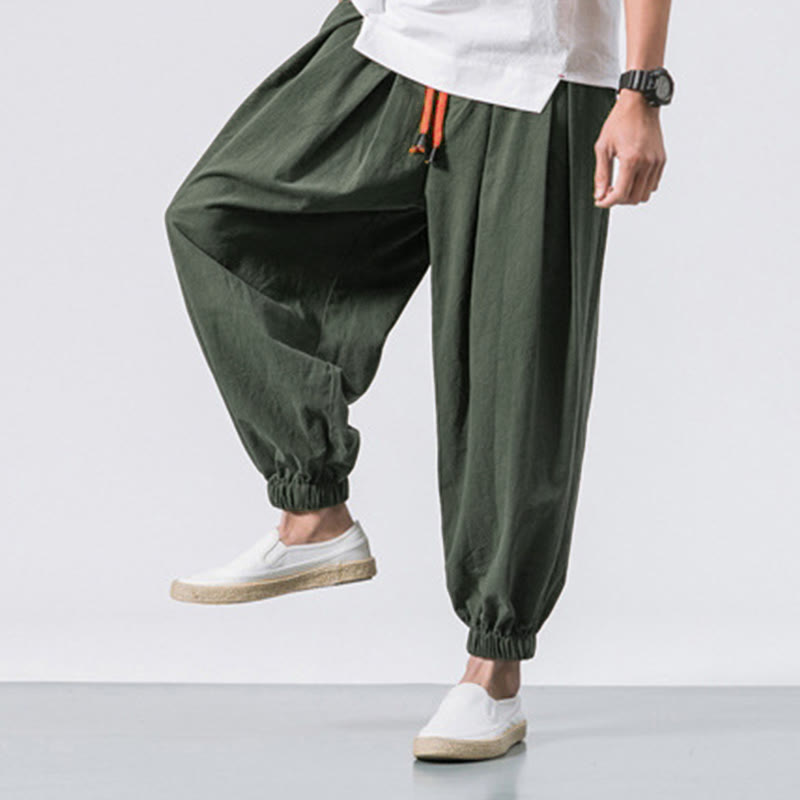 Buddha Stones Casual Sports Men's Solid Color Cotton Drawstring Pants With Pockets - image 17