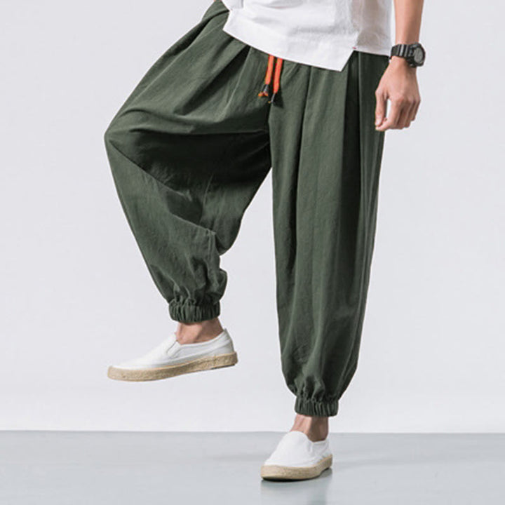 Buddha Stones Casual Sports Men's Solid Color Cotton Drawstring Pants With Pockets - image 17