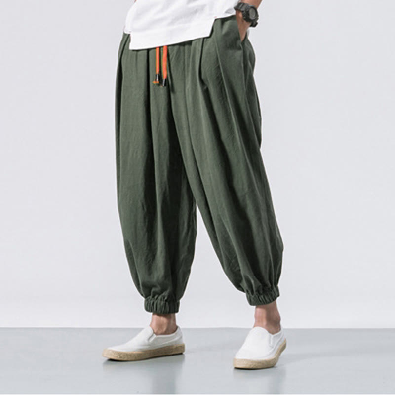 Buddha Stones Casual Sports Men's Solid Color Cotton Drawstring Pants With Pockets - image 22