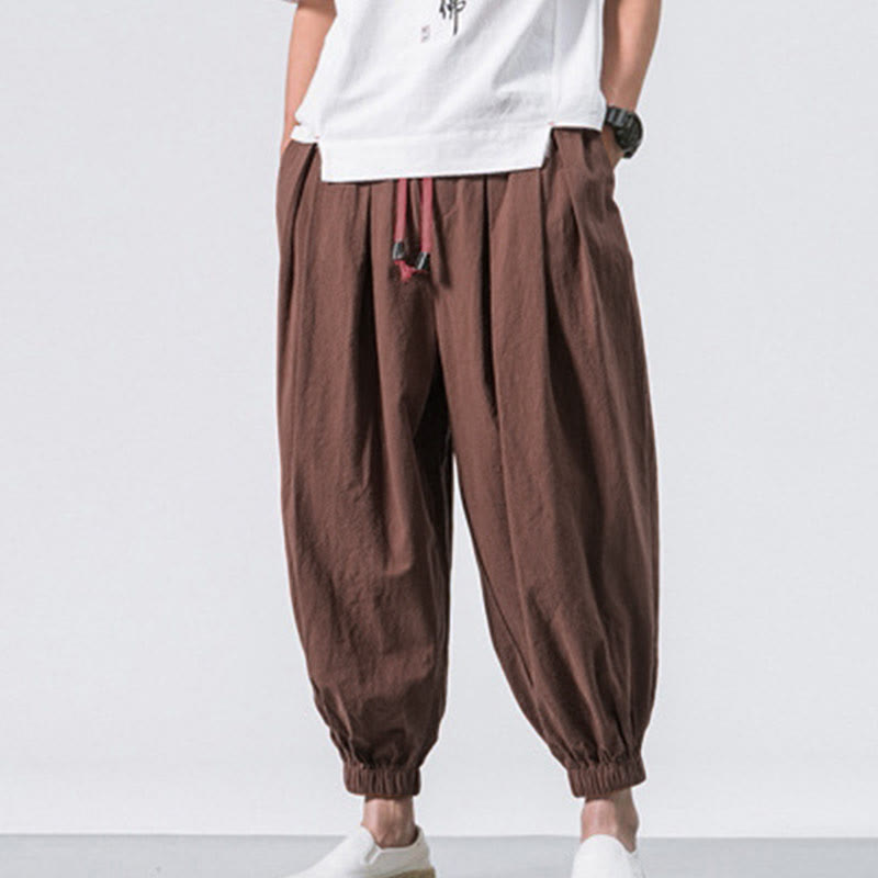Buddha Stones Casual Sports Men's Solid Color Cotton Drawstring Pants With Pockets - image 30