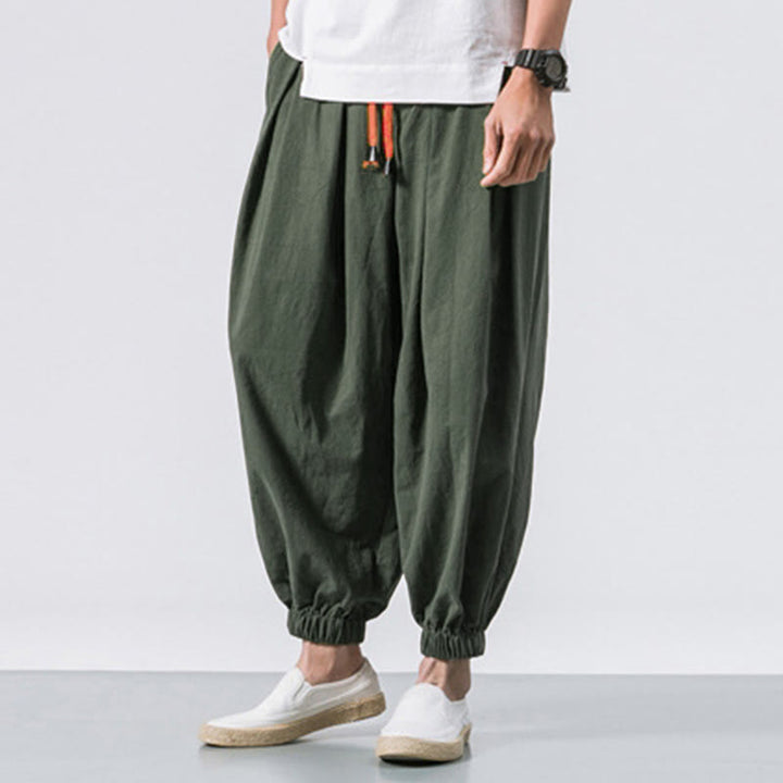 Buddha Stones Casual Sports Men's Solid Color Cotton Drawstring Pants With Pockets - image 18