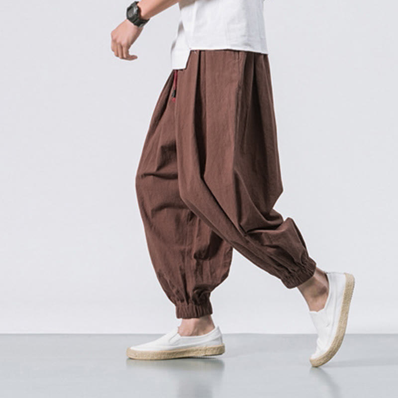 Buddha Stones Casual Sports Men's Solid Color Cotton Drawstring Pants With Pockets - image 36