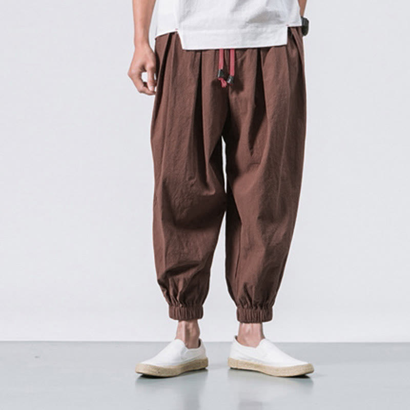 Buddha Stones Casual Sports Men's Solid Color Cotton Drawstring Pants With Pockets - image 28