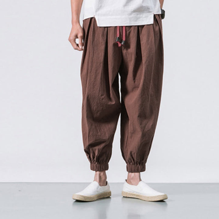 Buddha Stones Casual Sports Men's Solid Color Cotton Drawstring Pants With Pockets - image 28