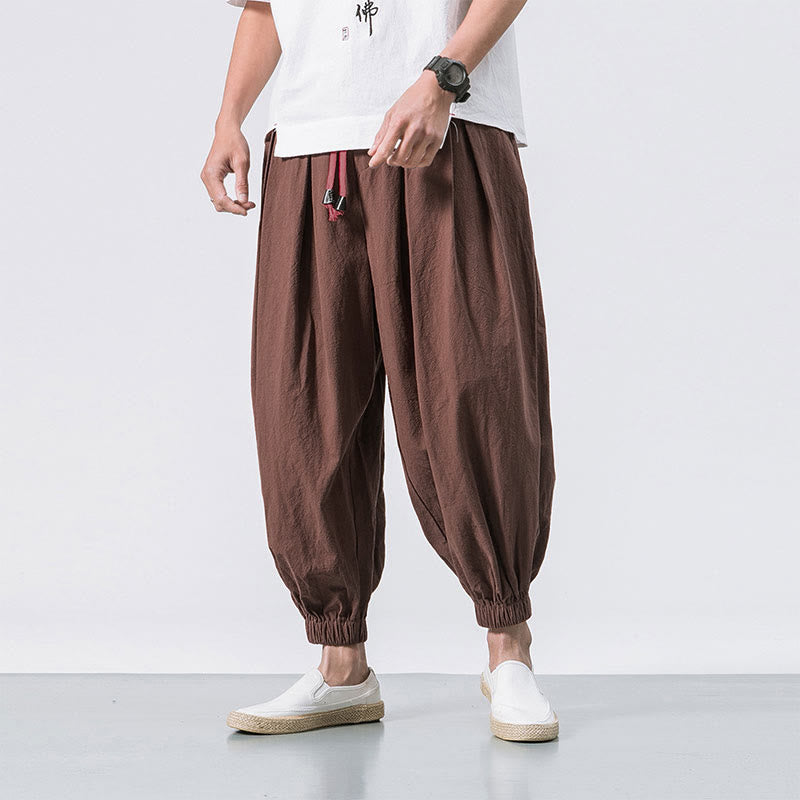 Buddha Stones Casual Sports Men's Solid Color Cotton Drawstring Pants With Pockets - Chocolate - US/UK/AU46，EU56 (5XL) - image 27