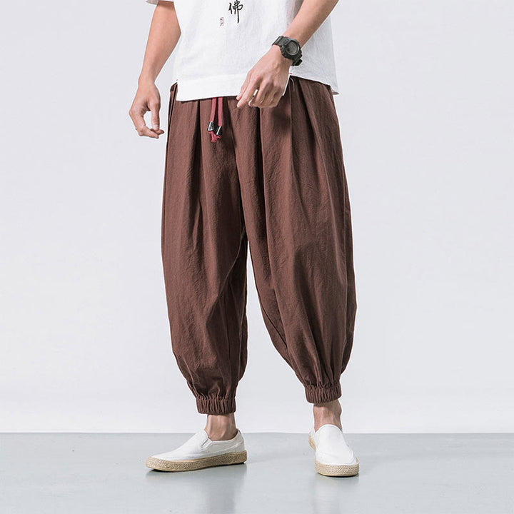 Buddha Stones Casual Sports Men's Solid Color Cotton Drawstring Pants With Pockets - Chocolate - US/UK/AU46，EU56 (5XL) - image 27