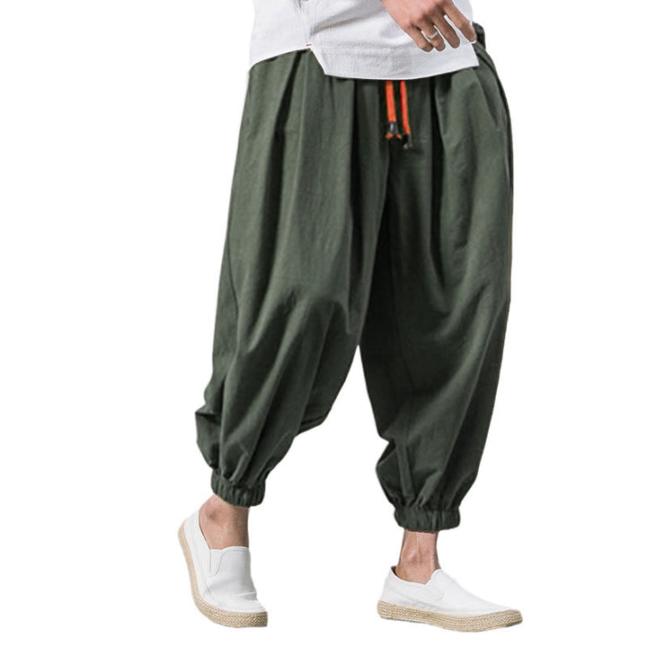 Buddha Stones Casual Sports Men's Solid Color Cotton Drawstring Pants With Pockets - image 24
