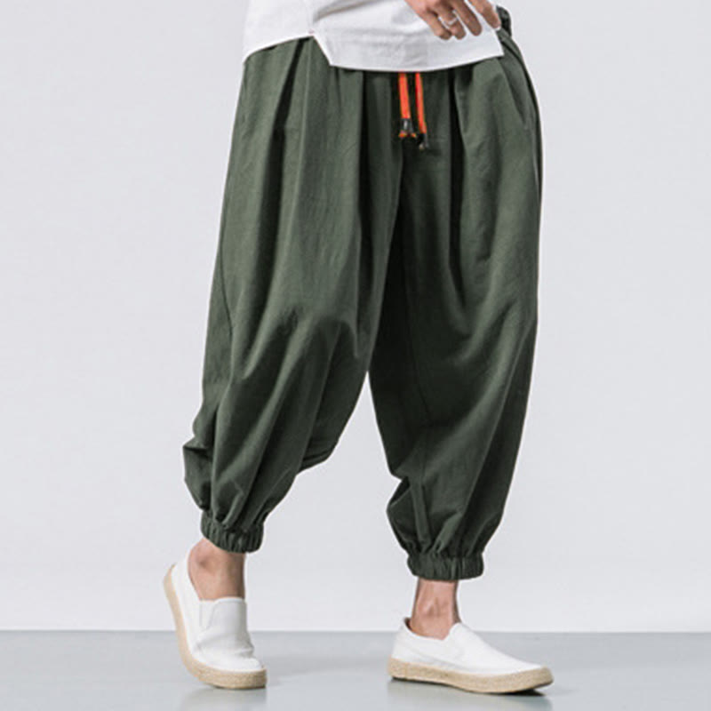 Buddha Stones Casual Sports Men's Solid Color Cotton Drawstring Pants With Pockets - image 25