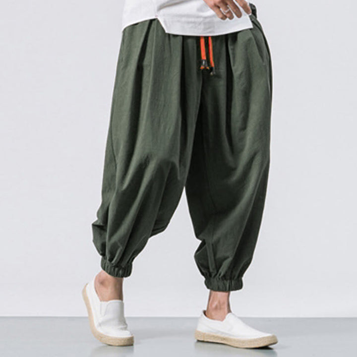 Buddha Stones Casual Sports Men's Solid Color Cotton Drawstring Pants With Pockets - image 25