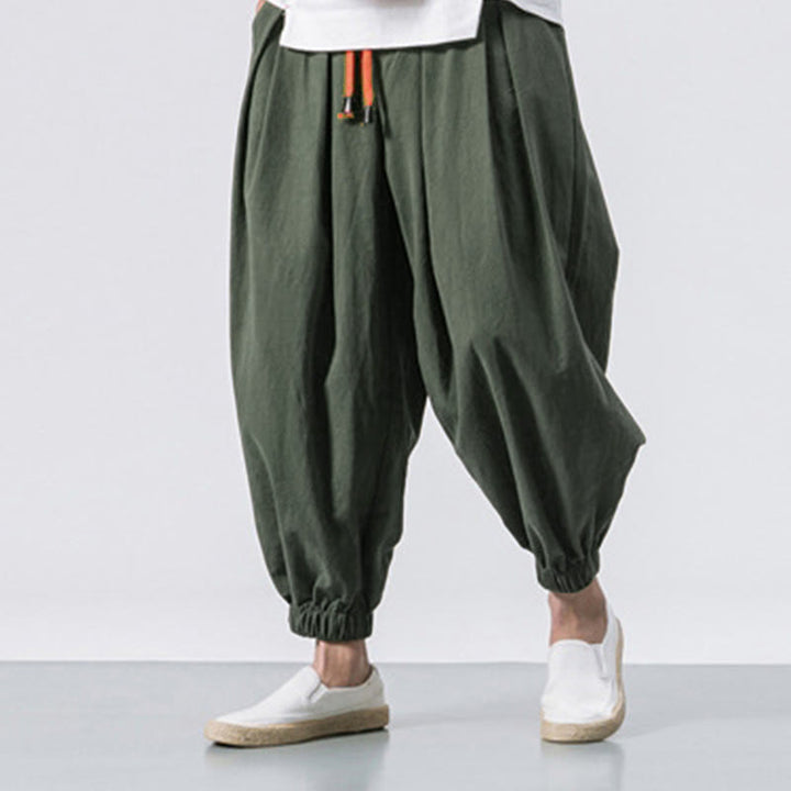 Buddha Stones Casual Sports Men's Solid Color Cotton Drawstring Pants With Pockets - image 18