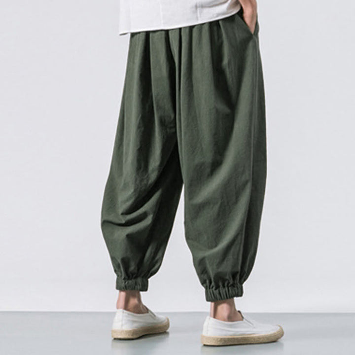 Buddha Stones Casual Sports Men's Solid Color Cotton Drawstring Pants With Pockets - image 23