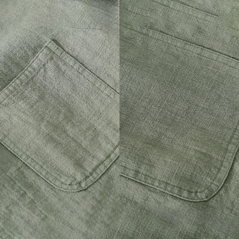 Buddha Stones Commute Men's Plain Buttons Design Cotton Linen Long Sleeve Shirt With Pockets - image 2