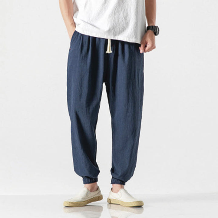 Buddha Stones Simple Drawstring Design Men's Pants With Pockets - Navy Blue - US/UK/AU46，EU56 (5XL) - image 13