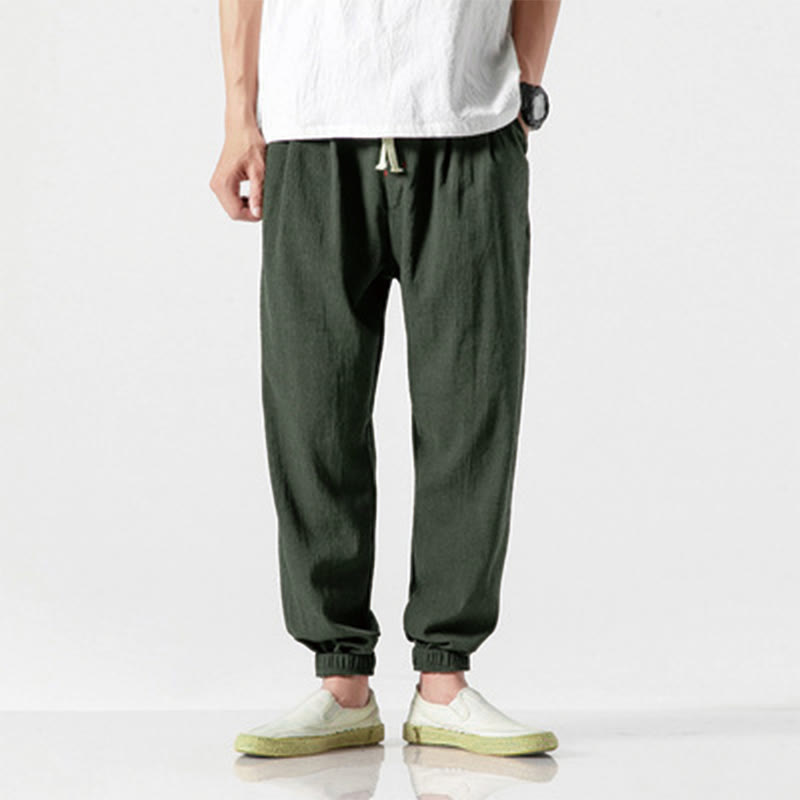 Buddha Stones Simple Drawstring Design Men's Pants With Pockets - DarkOliveGreen - US/UK/AU46，EU56 (5XL) - image 15