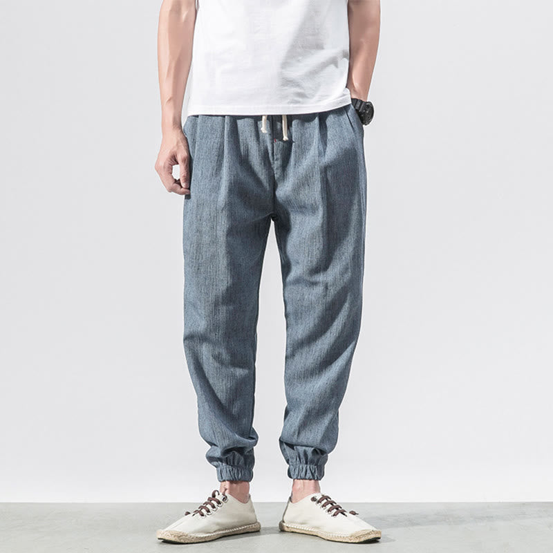 Buddha Stones Simple Drawstring Design Men's Pants With Pockets - SteelBlue - US/UK/AU46，EU56 (5XL) - image 16