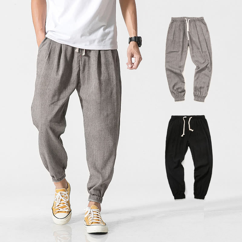 Buddha Stones Simple Drawstring Design Men's Pants With Pockets - Gray - US/UK/AU46，EU56 (5XL) - image 1