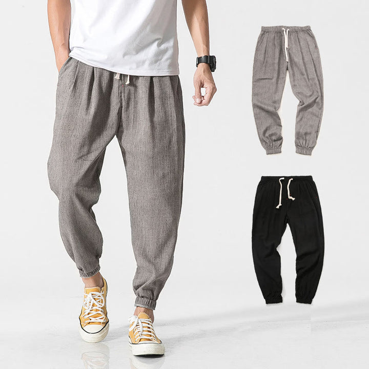 Buddha Stones Simple Drawstring Design Men's Pants With Pockets - Gray - US/UK/AU46，EU56 (5XL) - image 1