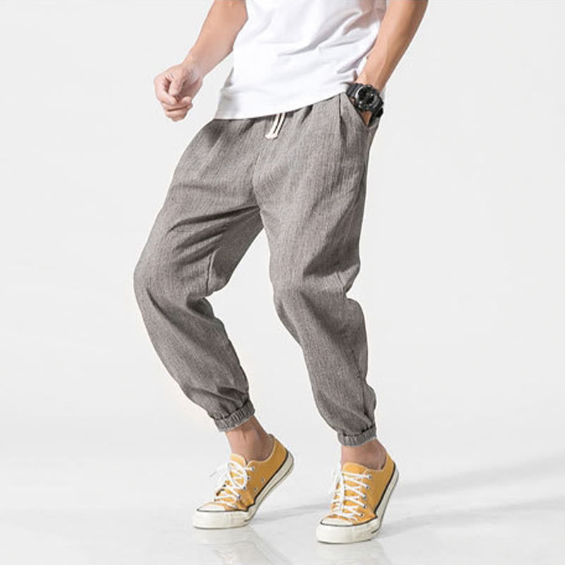 Buddha Stones Simple Drawstring Design Men's Pants With Pockets - image 2
