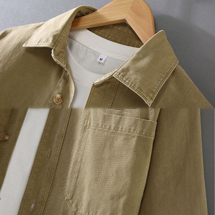 Buddha Stones Men's Pure Color Tassels Hem Design Cotton Long Sleeve Shirt With Pocket - image 4