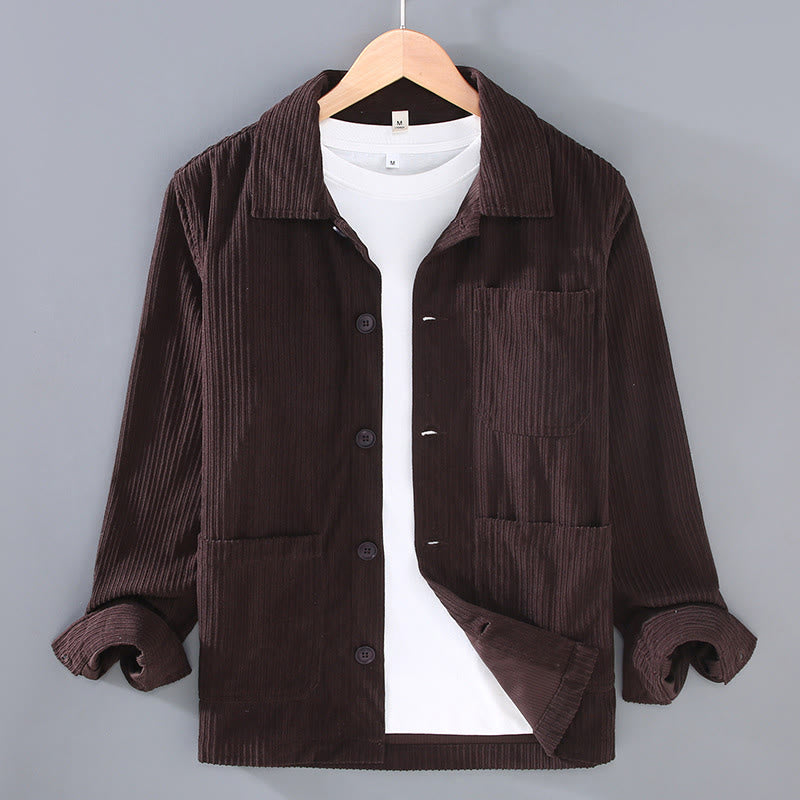 Buddha Stones Fall Lapel Design Long Sleeve Button Men's Jacket With Pockets - SaddleBrown - US/UK/AU42，EU52 (3XL) - image 7