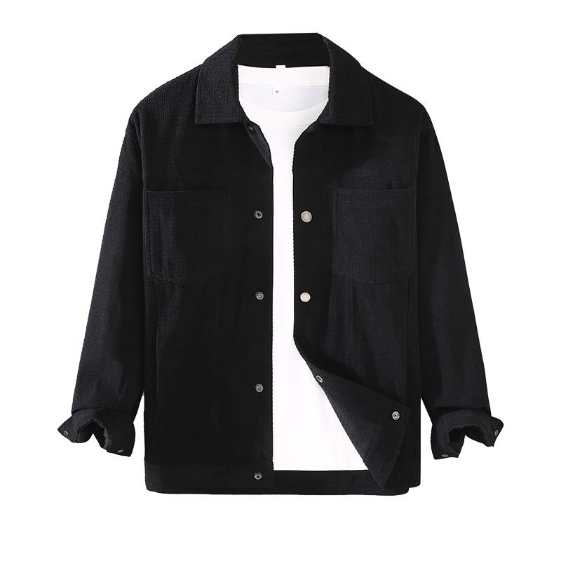 Buddha Stones Commute Lapel Design Buttons Men's Long Sleeve Jacket With Pockets - image 7