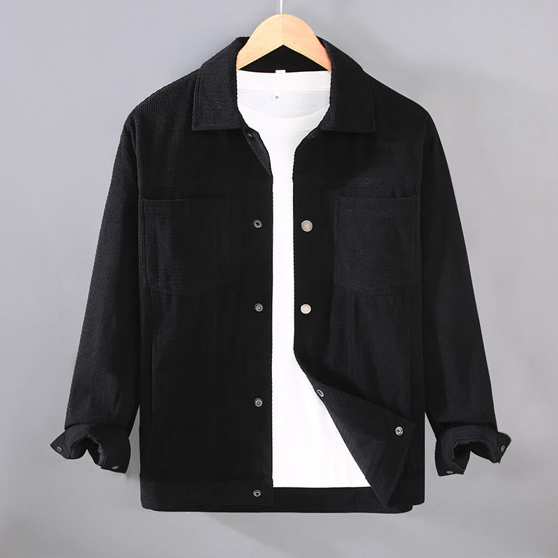 Buddha Stones Commute Lapel Design Buttons Men's Long Sleeve Jacket With Pockets - Black - US/UK/AU42，EU52 (3XL) - image 7
