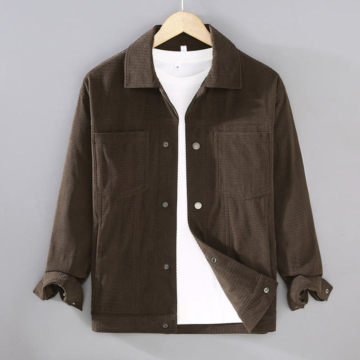 Buddha Stones Commute Lapel Design Buttons Men's Long Sleeve Jacket With Pockets - SaddleBrown - US/UK/AU42，EU52 (3XL) - image 9