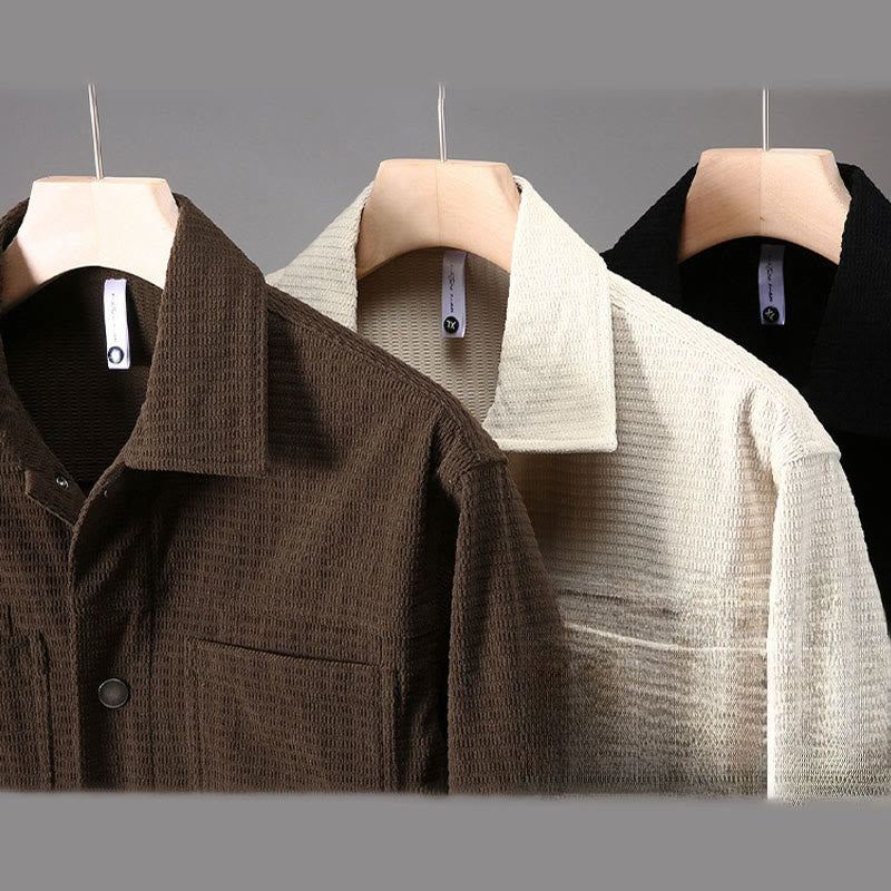 Buddha Stones Commute Lapel Design Buttons Men's Long Sleeve Jacket With Pockets - image 10