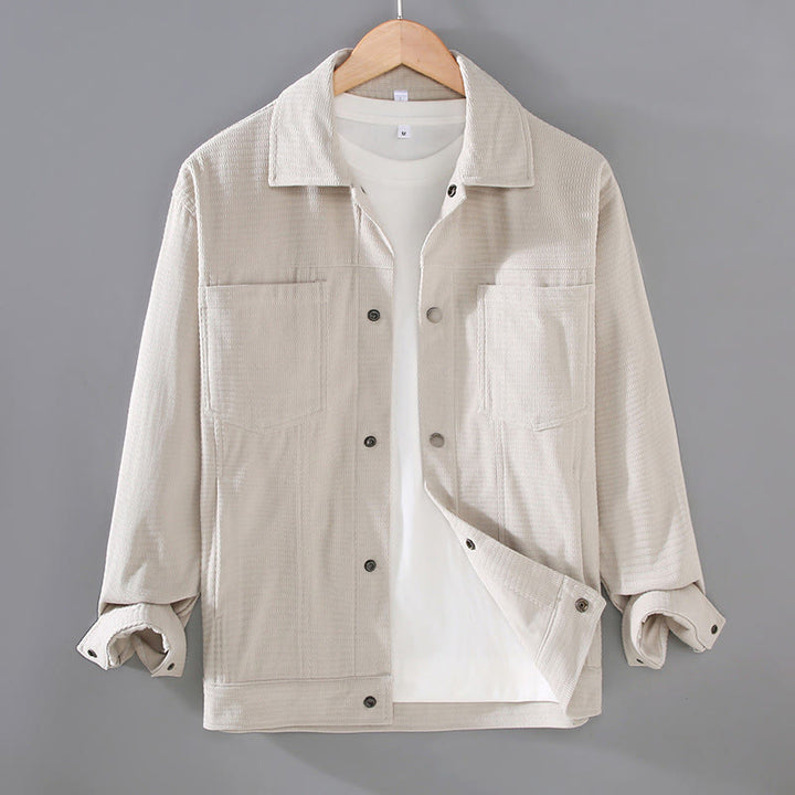 Buddha Stones Commute Lapel Design Buttons Men's Long Sleeve Jacket With Pockets - Beige - US/UK/AU42，EU52 (3XL) - image 1