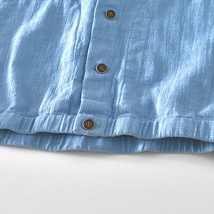 Buddha Stones Commute Plain Simple Buttons Design Men's Long Sleeve Ramie Linen Jacket With Pockets - image 25