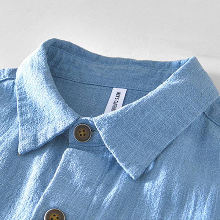 Buddha Stones Commute Plain Simple Buttons Design Men's Long Sleeve Ramie Linen Jacket With Pockets - image 21