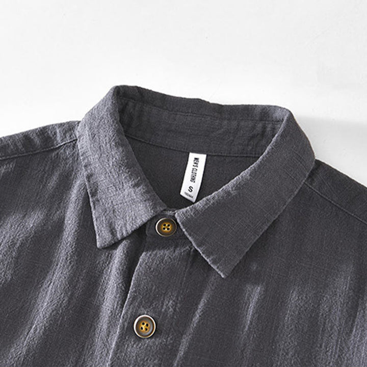 Buddha Stones Casual Plain Simple Buttons Design Men's Long Sleeve Ramie Linen Jacket With Pockets - image 19