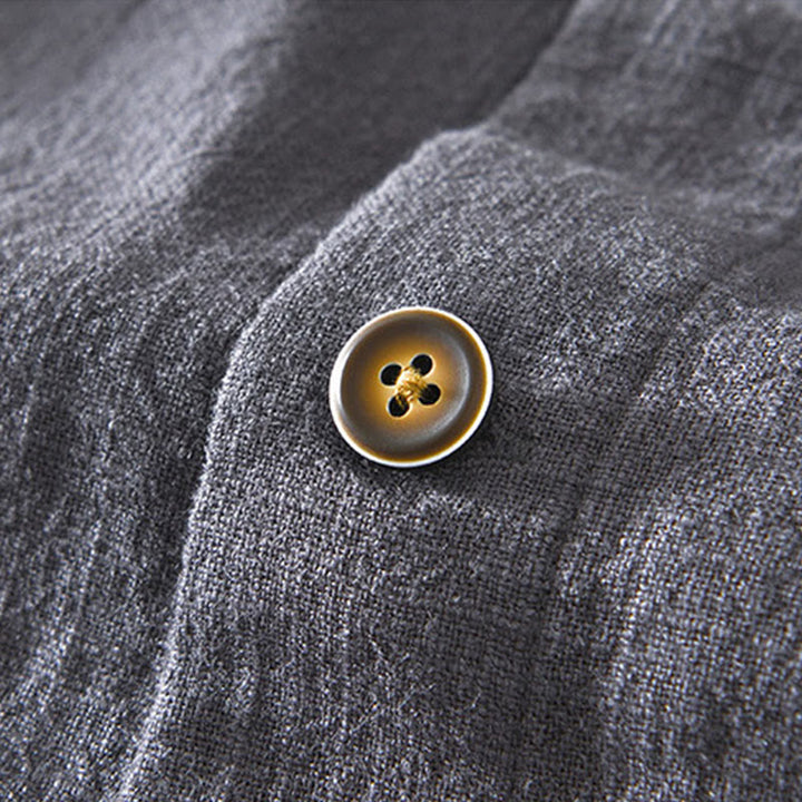 Buddha Stones Casual Plain Simple Buttons Design Men's Long Sleeve Ramie Linen Jacket With Pockets - image 24