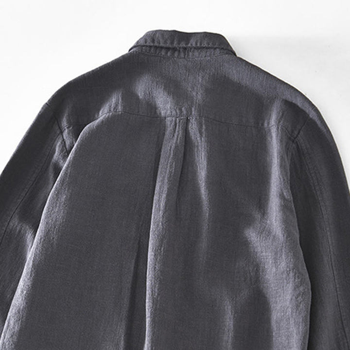 Buddha Stones Casual Plain Simple Buttons Design Men's Long Sleeve Ramie Linen Jacket With Pockets - image 20