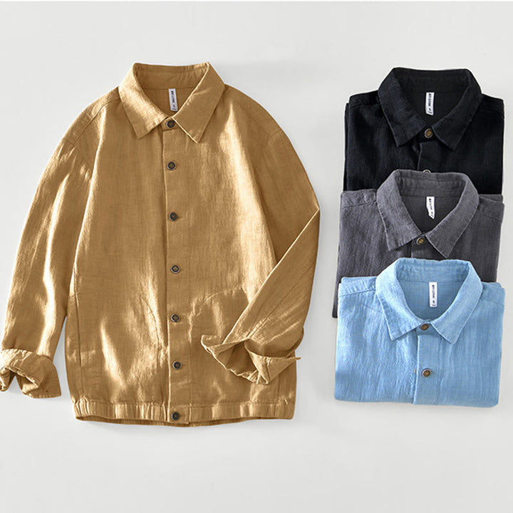 Buddha Stones Casual Plain Simple Buttons Design Men's Long Sleeve Ramie Linen Jacket With Pockets - image 27