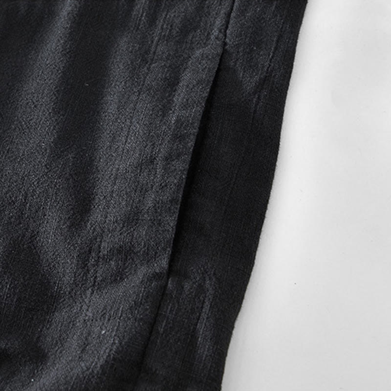 Buddha Stones Casual Plain Simple Buttons Design Men's Long Sleeve Ramie Linen Jacket With Pockets - image 9