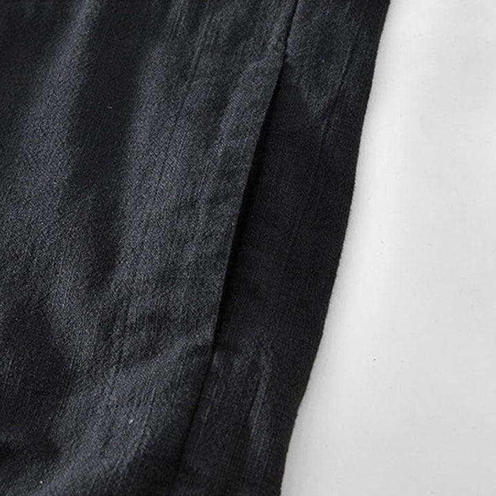 Buddha Stones Casual Plain Simple Buttons Design Men's Long Sleeve Ramie Linen Jacket With Pockets - image 9
