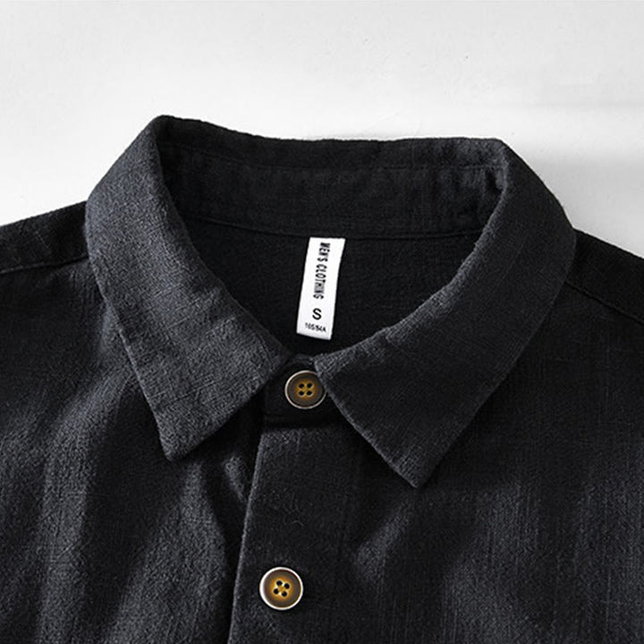 Buddha Stones Casual Plain Simple Buttons Design Men's Long Sleeve Ramie Linen Jacket With Pockets - image 7