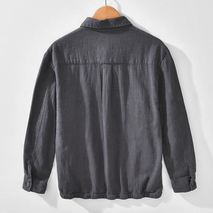 Buddha Stones Casual Plain Simple Buttons Design Men's Long Sleeve Ramie Linen Jacket With Pockets - image 18