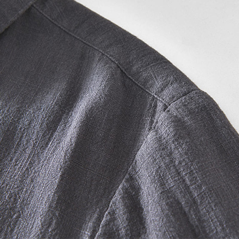 Buddha Stones Casual Plain Simple Buttons Design Men's Long Sleeve Ramie Linen Jacket With Pockets - image 21