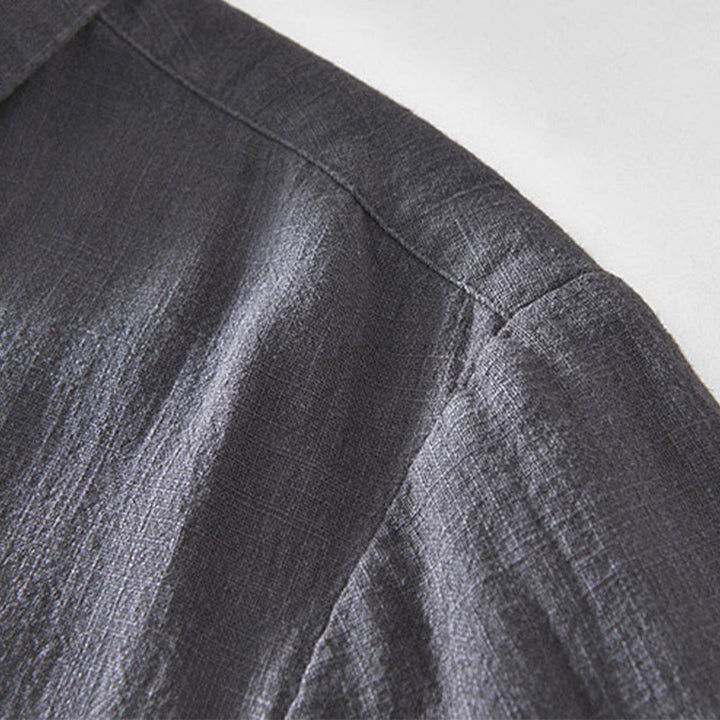 Buddha Stones Casual Plain Simple Buttons Design Men's Long Sleeve Ramie Linen Jacket With Pockets - image 21