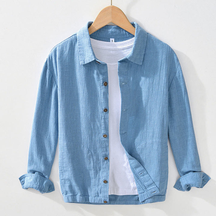 Buddha Stones Commute Plain Simple Buttons Design Men's Long Sleeve Ramie Linen Jacket With Pockets - LightSkyBlue - US/UK/AU42，EU52 (3XL) - image 20