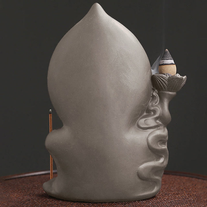 Tibetan Avalokitesvara Buddha Lotus Healing Backflow Smoke Fountain Incense Burner - image 6