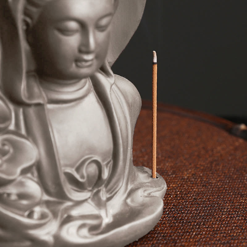 Tibetan Avalokitesvara Buddha Lotus Healing Backflow Smoke Fountain Incense Burner - image 3